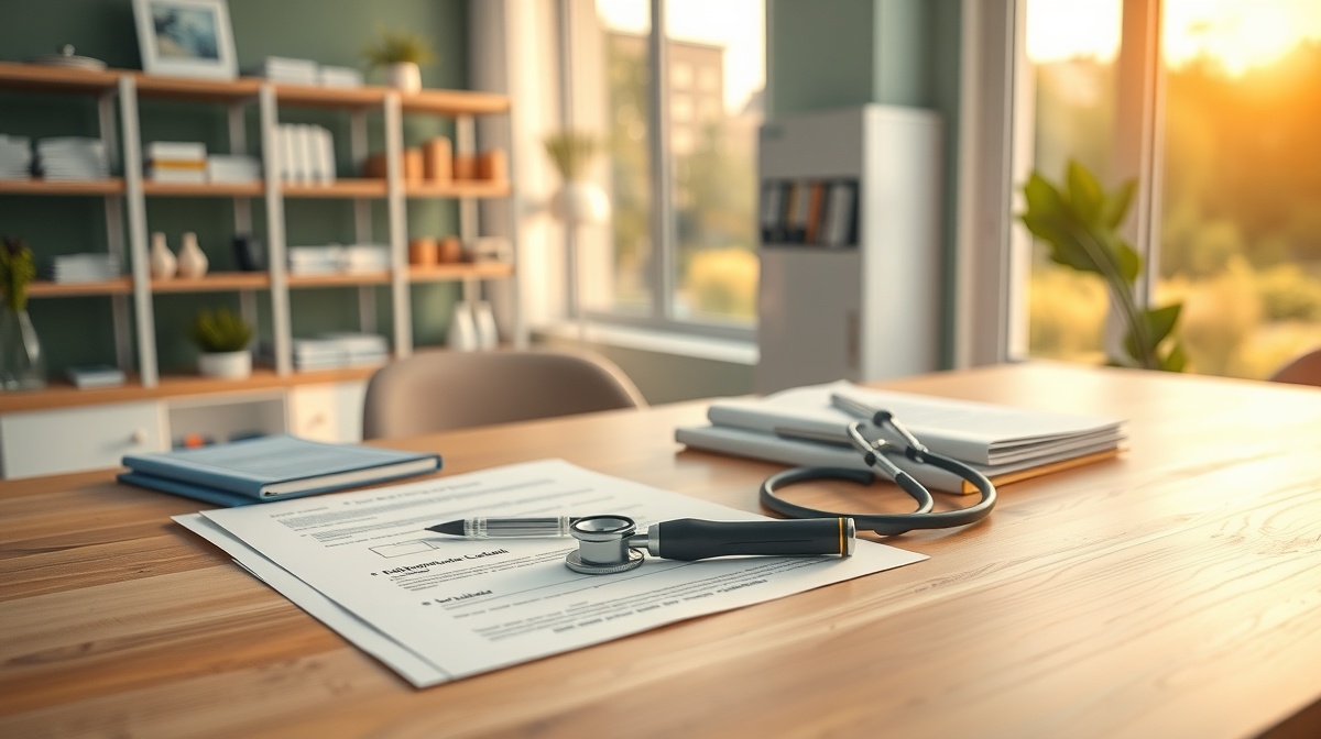 Pregnant woman having a calm discussion with her doctor in a bright medical offi