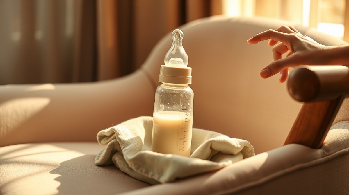 Close-up of a father bottle feeding his newborn baby in a comfortable armchair, 
